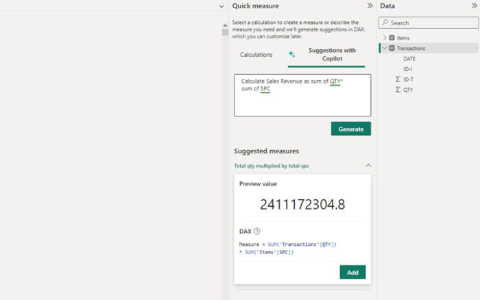 Microsoft Copilot & quick measures – Excel kitchenette